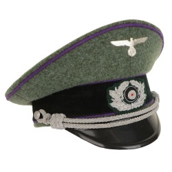 German ww2 Army Officer Visor Cap - Field Grey - Purple Piping reproduction wwii supplier ww2 repro military