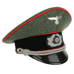 German ww2 Army Officer Visor Cap - Field Grey - Red Pipingreproduction wwii supplier ww2 repro military