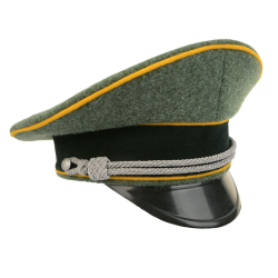 German ww2 Army Officer Visor Cap without badges - Field Grey - Golden Yellow Piping Pipingreproduction wwii supplier ww2 repro military