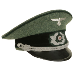 German ww2 Army Officer Visor Cap - Field Grey - Grass Green Piping reproduction wwii supplier ww2 repro military