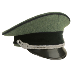 German ww2 Army Officer Visor Cap without badges - Field Grey - Black Piping Pipingreproduction wwii supplier ww2 repro military
