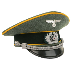 German ww2 Army Officer Visor Cap - Field Grey - Golden Yellow Piping reproduction wwii supplier ww2 repro military German ww2 Army Officer Visor Cap - Field Grey - Golden Yellow Piping reproduction wwii supplier ww2 repro military