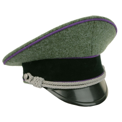 German ww2 Army Officer Visor Cap without badges - Field Grey - Purple Piping reproduction wwii supplier ww2 repro military